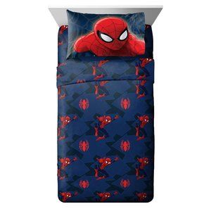 new 3-piece Spider Man Saving The Day  Twin Sheet Set in Navy + Red + Black